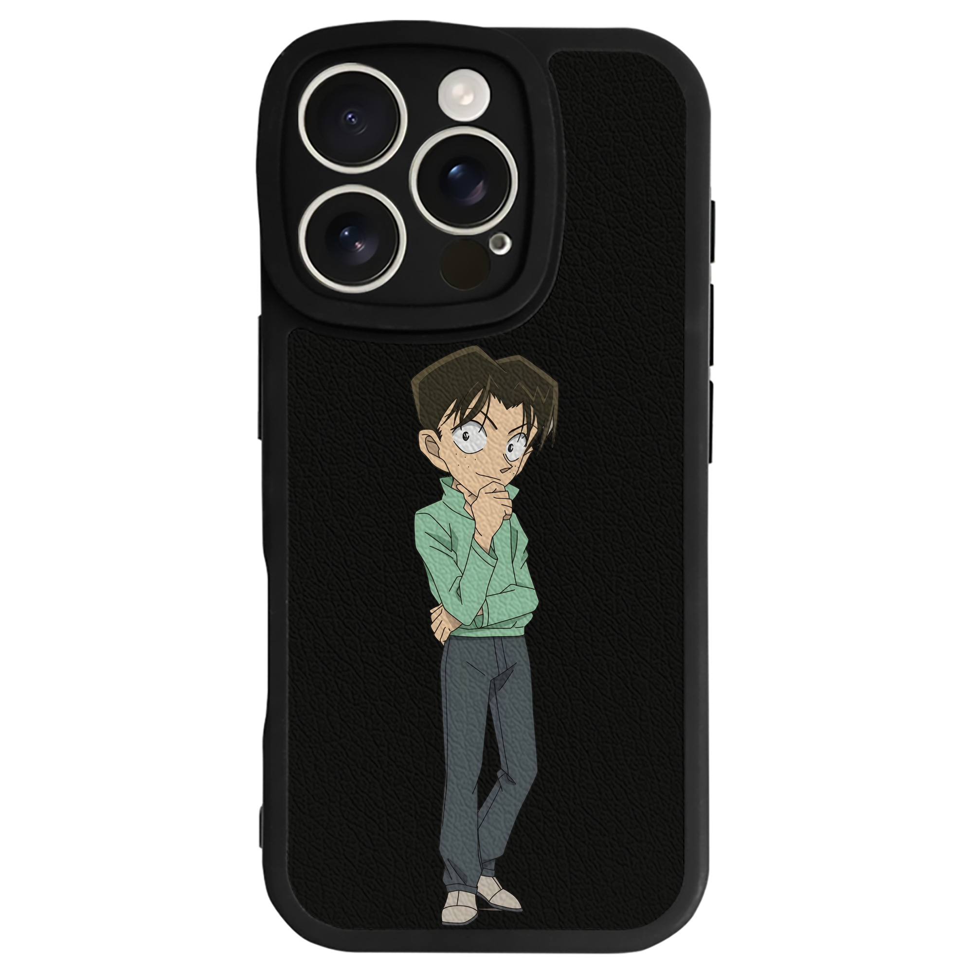 （画像用） 名探偵コナン 円谷 光彦 つぶらや みつひこ Detective Conan Mitch Tennyson 【iPhone 16シリーズ対応】シリコンスマホケース（レザー調） 材質：シリコン